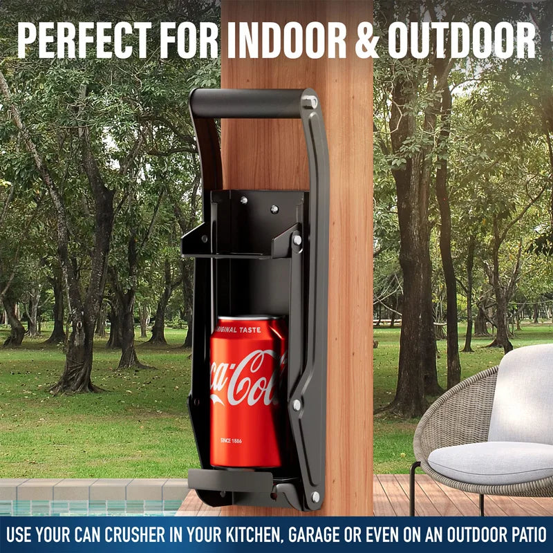 16 oz Wall-Mounted Can Crusher – Heavy Duty Metal Smasher with Bottle Opener