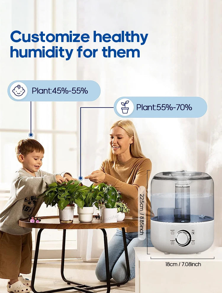 KINSCOTER 3L Large-Capacity Air Humidifier with Remote & Timer