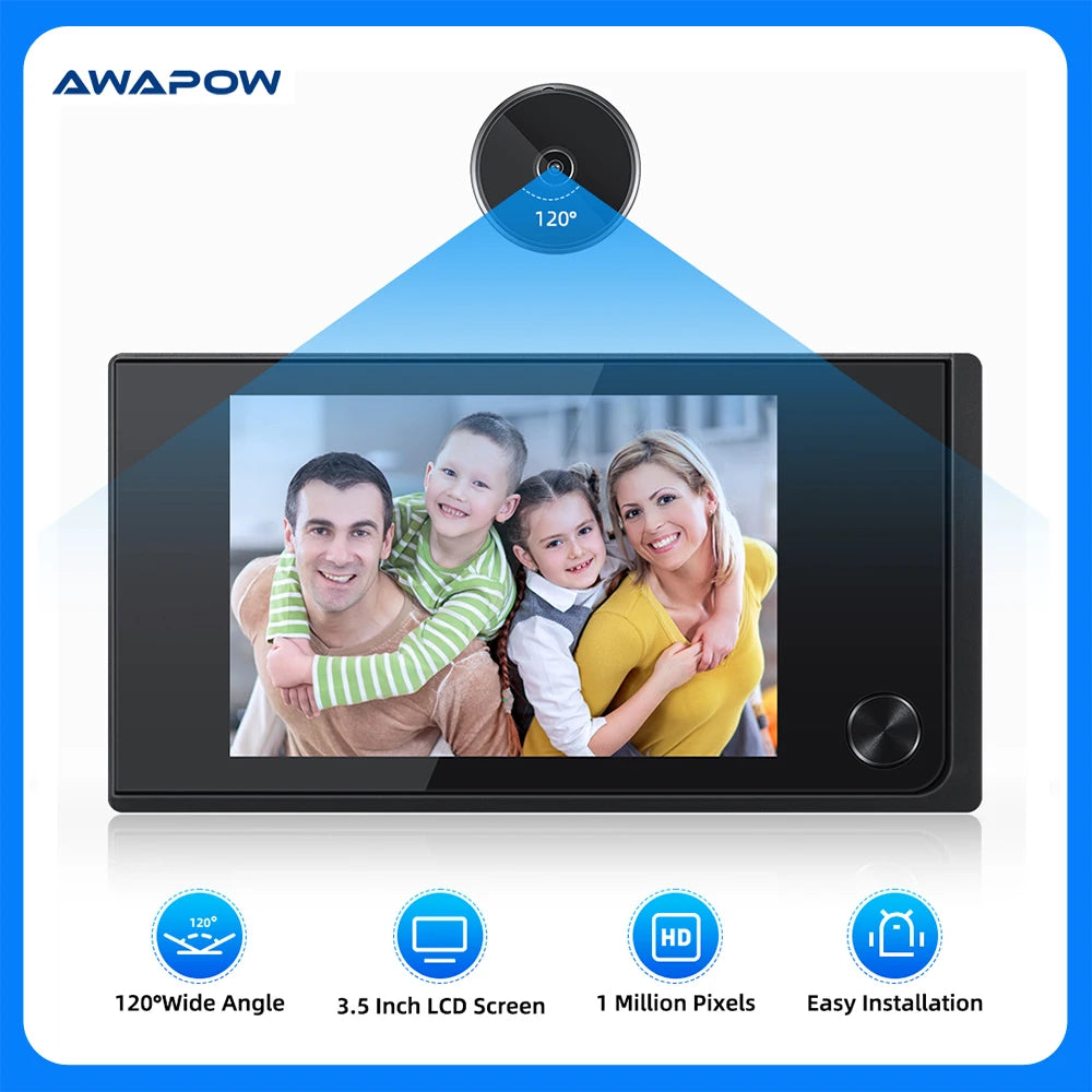Awapow 3.5" Digital Door Viewer – HD Peephole Camera with LCD Display