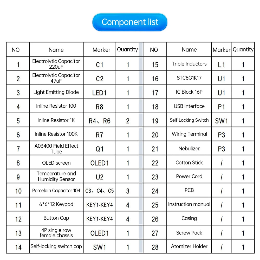 USB Humidifier DIY Kit – OLED Display with Temperature & Humidity Sensor