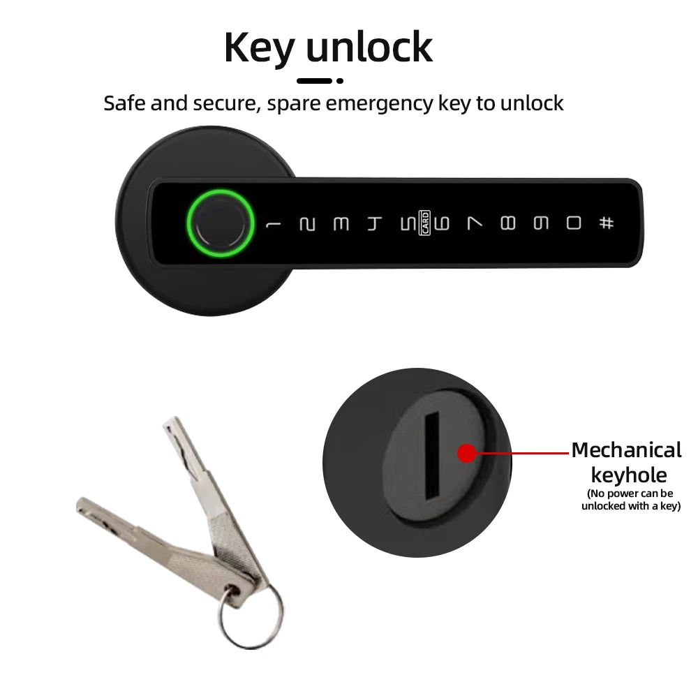 RAYKUBE M5 Smart Fingerprint Door Lock – Tuya App, Keypad, IC Card Access