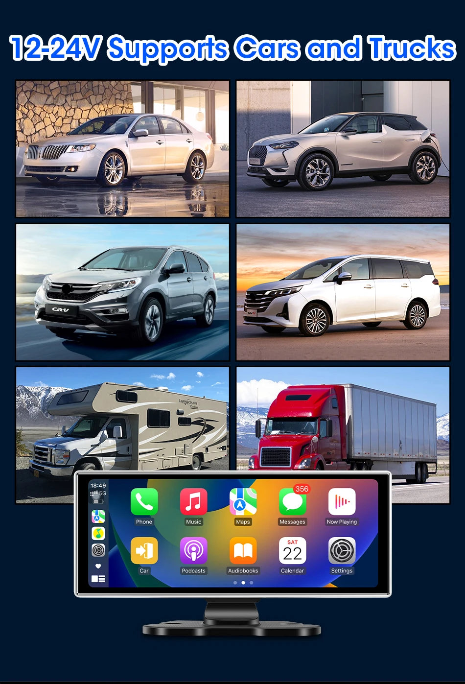 10/11.26" 4K Dash Cam with Wireless CarPlay, Android Auto & GPS