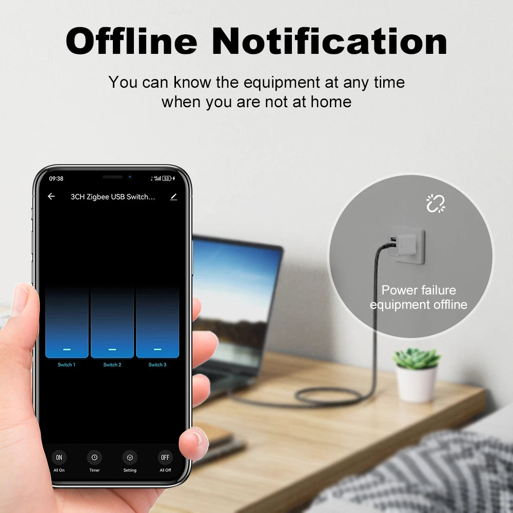 Tuya Smart USB Adaptor – WiFi/Zigbee Mini Plug with Timer & Voice Control