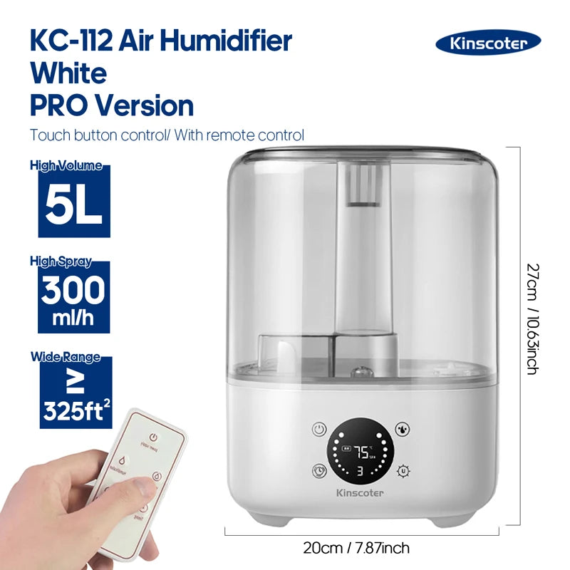KINSCOTER 3L Large-Capacity Air Humidifier with Remote & Timer