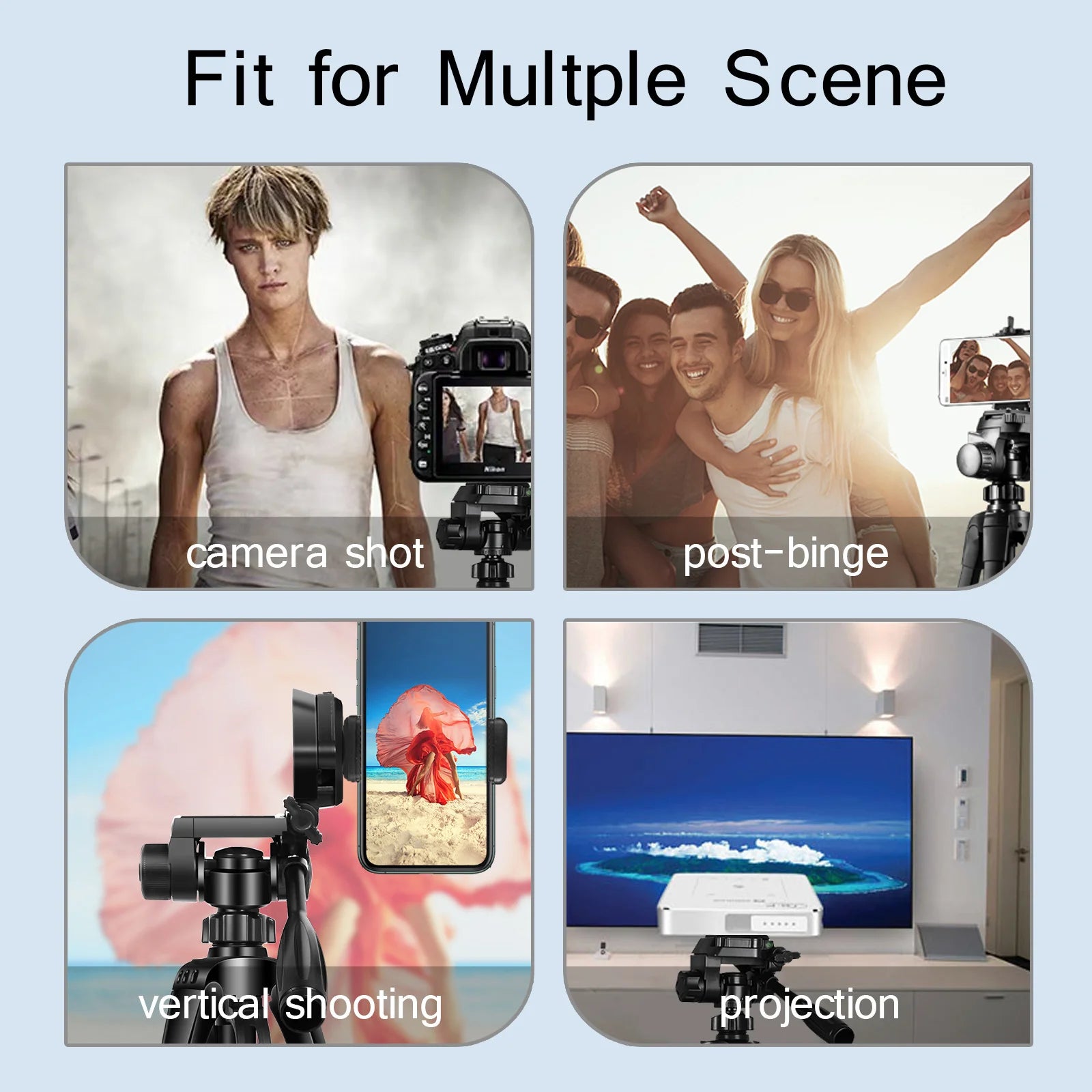 55" / 140cm Aluminum Phone & Camera Travel Tripod – Lightweight Stand with Quick Release Plate & Pan Head for Canon, Nikon, DSLR, SLR & Smartphones