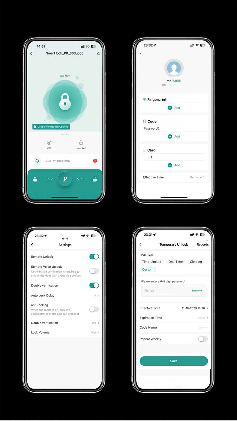RAYKUBE M5 Smart Fingerprint Door Lock – Tuya App, Keypad, IC Card Access