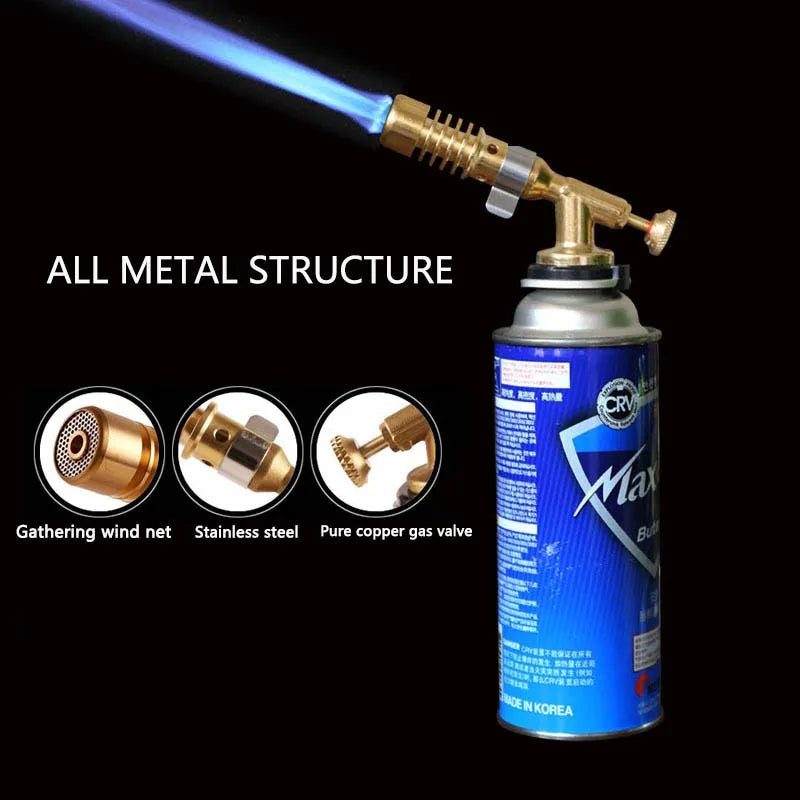 Camping Gas Torch – Butane Flame Gun with Auto-Ignition for Cooking & Soldering
