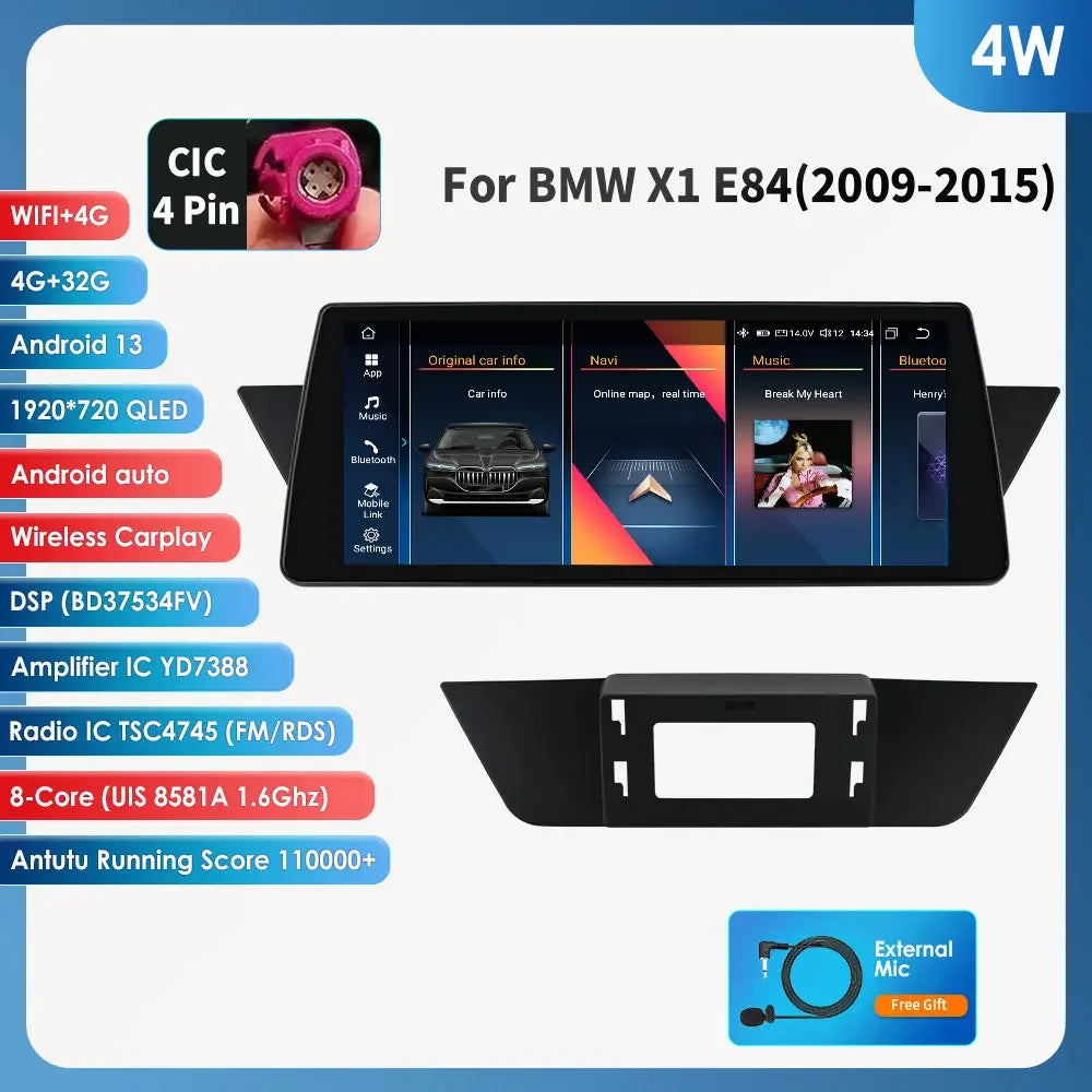 10.25" CarPlay Android 13 Radio for BMW X1 E84/F48