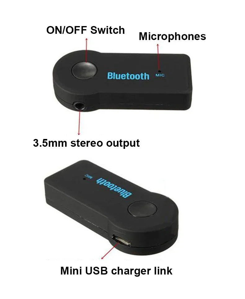 2-in-1 Wireless Bluetooth 5.0 Audio Receiver Adapter – 3.5mm AUX Jack