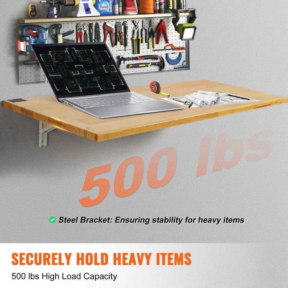 47" Wall-Mounted Folding Table – Drop Leaf Desk for Small Spaces