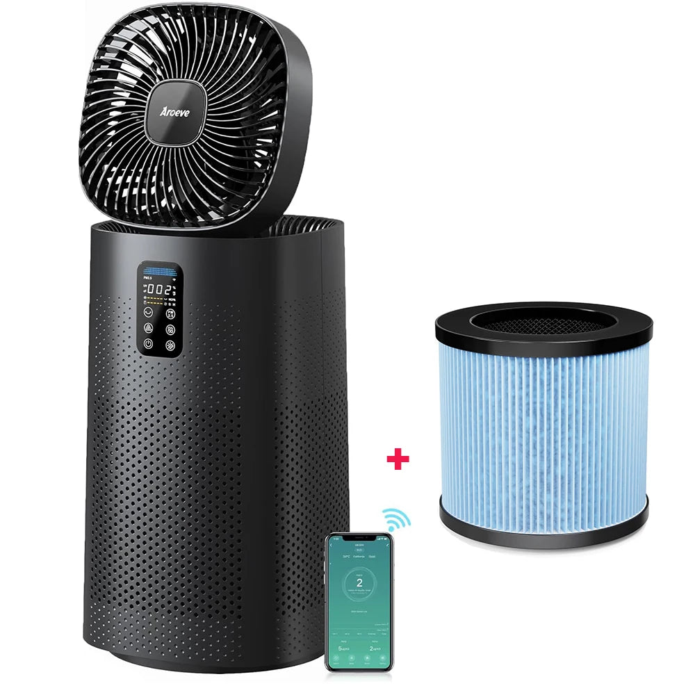 Aroeve MK08W 2-in-1 Air Purifier & Fan – 1980 Sq.Ft Coverage, Smart App Control