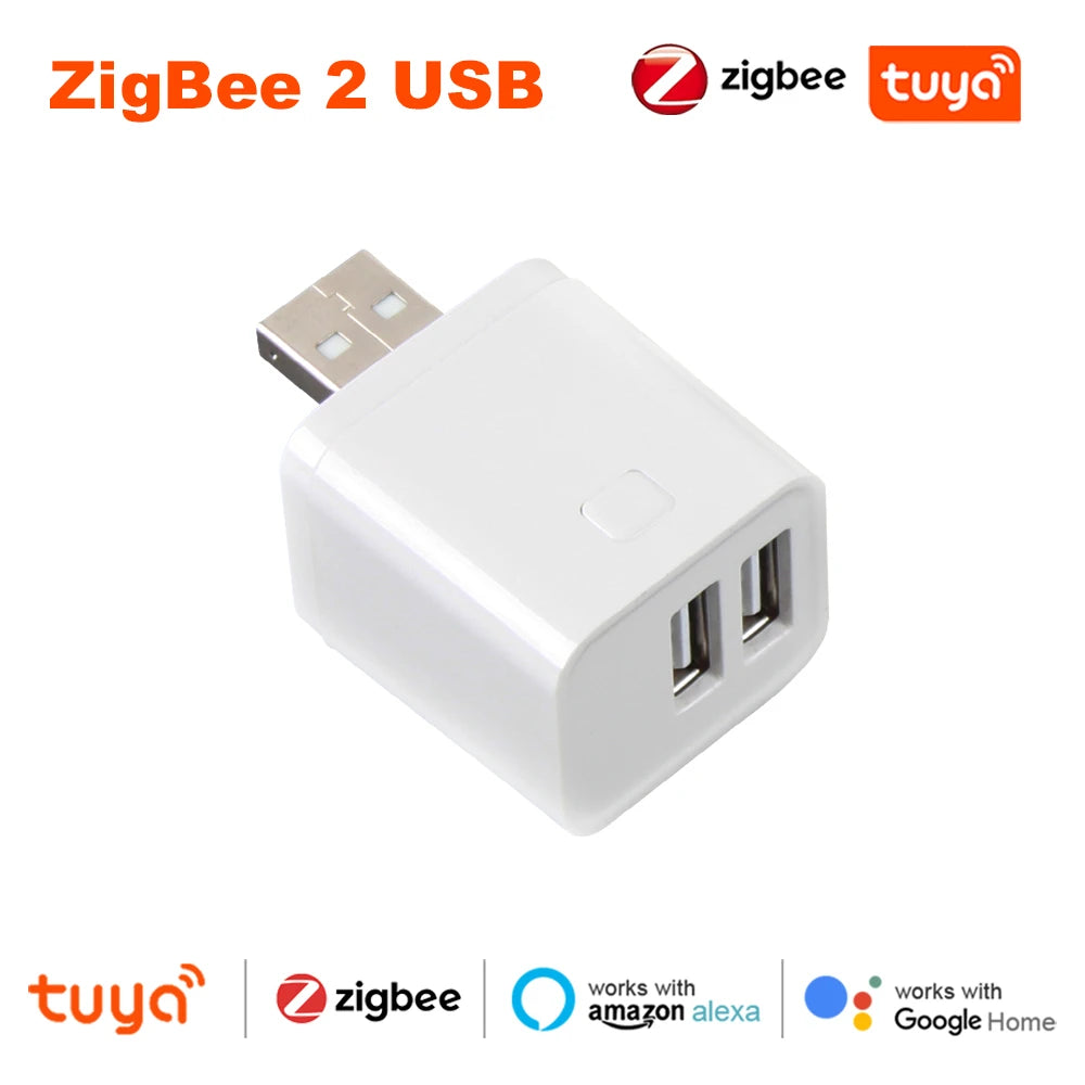 Tuya Smart USB Adaptor – WiFi/Zigbee Mini Plug with Timer & Voice Control