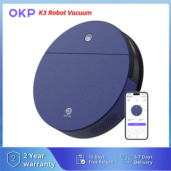 OKP K3 Robot Vacuum – 2000Pa Suction, 120-Min Runtime, 5 Modes