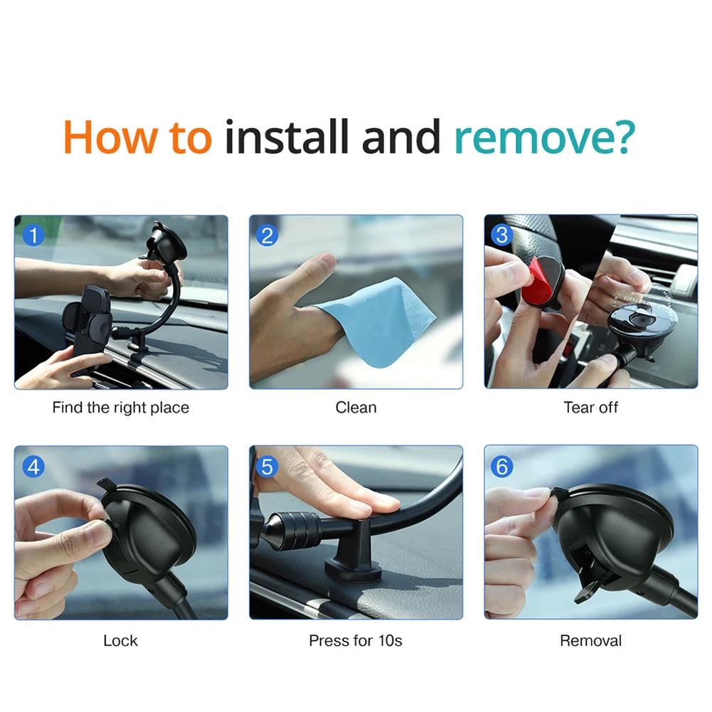 360° Rotating Car Phone Holder with Suction Cup