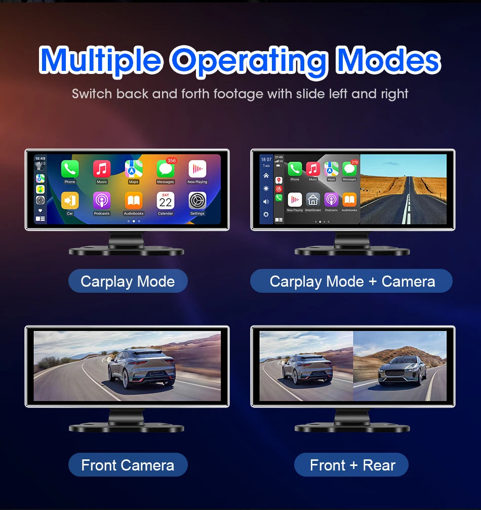 10/11.26" 4K Dash Cam with Wireless CarPlay, Android Auto & GPS