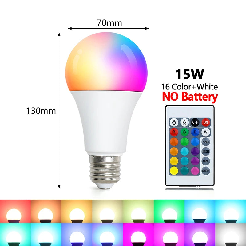 220V E27 RGB LED Bulb – Smart Colorful Spotlight with IR Remote