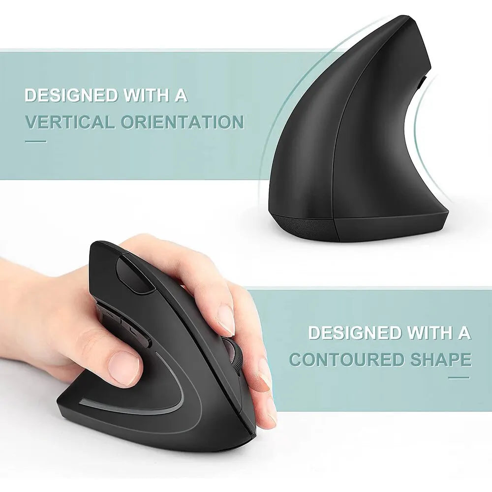 Ergonomic Vertical Wireless Mouse – 2.4GHz with 3 DPI Settings & 6 Buttons