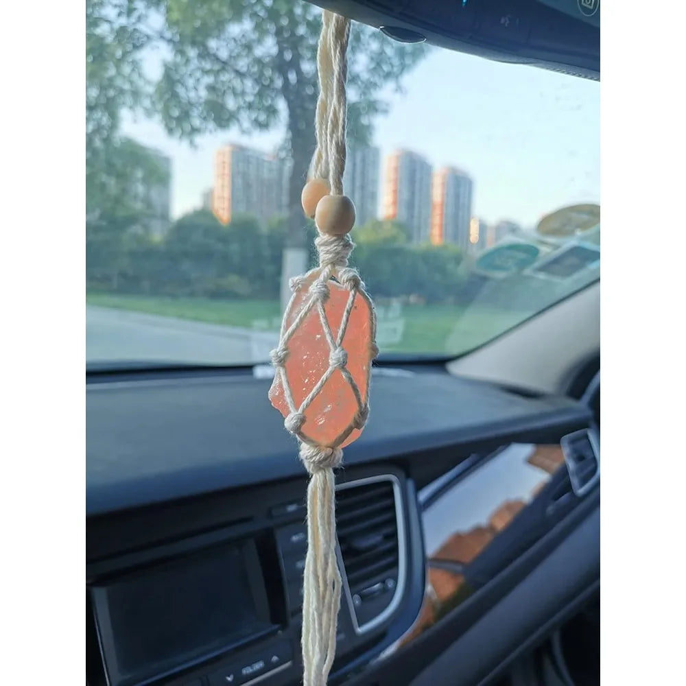 Handmade Himalayan Salt Car Rearview Mirror Pendant