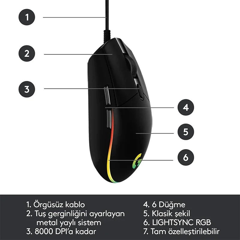 Logitech G102 Wired Gaming Mouse – 8000 DPI with RGB Optical Effects
