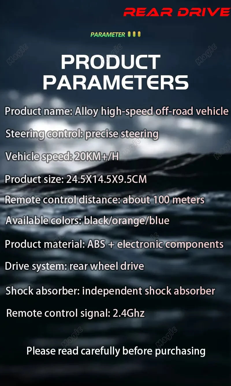 1:16 RC Off-Road Truck – 2WD High-Speed Remote Control Car with LED