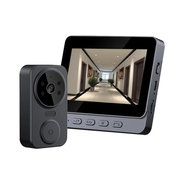 Wireless Video Doorbell – 4.3" HD Screen with Two-Way Talk & Night Vision