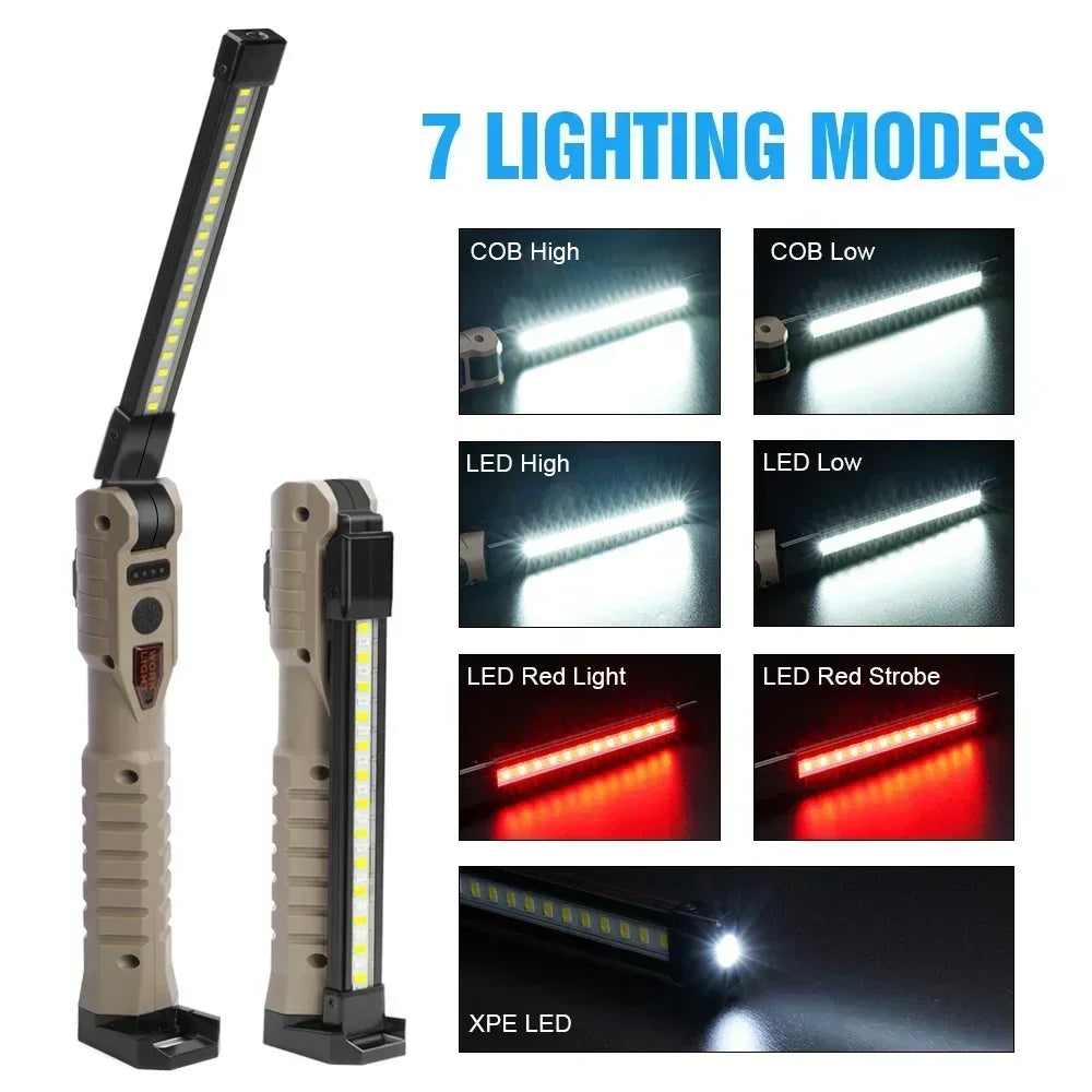 1000LM USB Rechargeable COB Work Light – Handheld Flashlight with Power Indicator