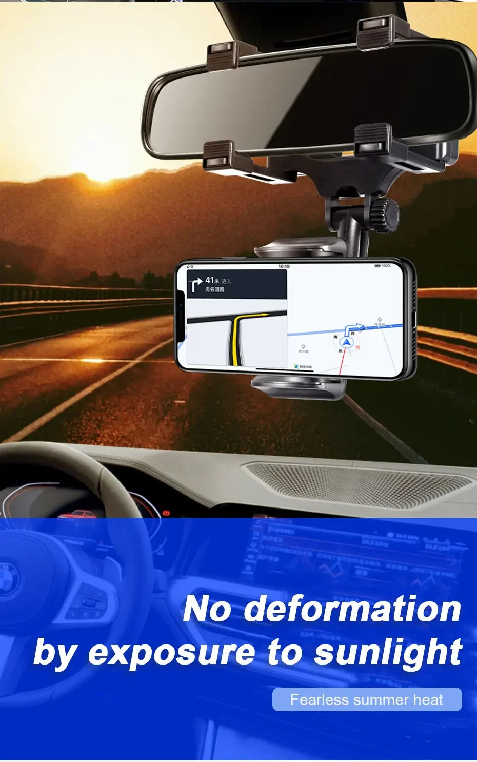 Rearview Mirror Phone Mount – 360° Adjustable Car Holder