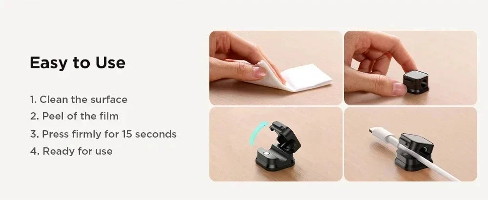 Magnetic Cable Clip – Adhesive Wire Organizer for Home & Office Desk Management