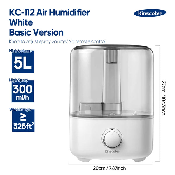 KINSCOTER 3L Large-Capacity Air Humidifier with Remote & Timer
