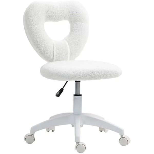 Armless Adjustable Desk Chair – Teddy Fleece Vanity Seat