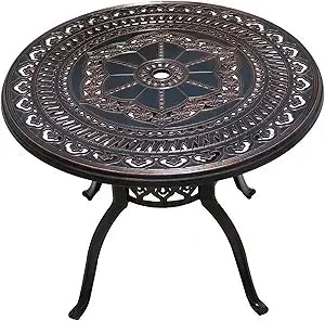 90cm Outdoor Round/Square Patio Dining Table with Umbrella Hole