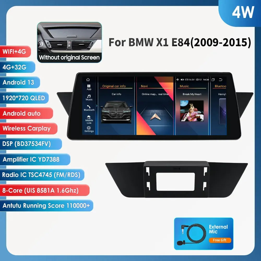 10.25" CarPlay Android 13 Radio for BMW X1 E84/F48