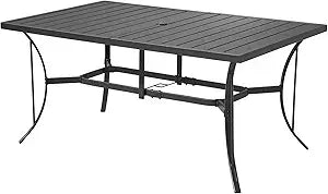 67" x 38" Outdoor Metal Dining Table for 6 – Black