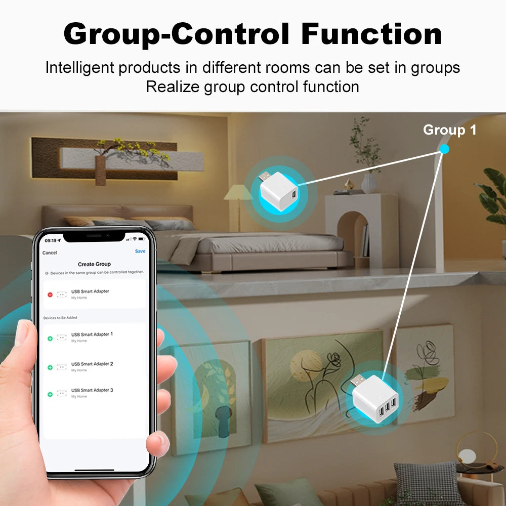 Tuya Smart USB Adaptor – WiFi/Zigbee Mini Plug with Timer & Voice Control