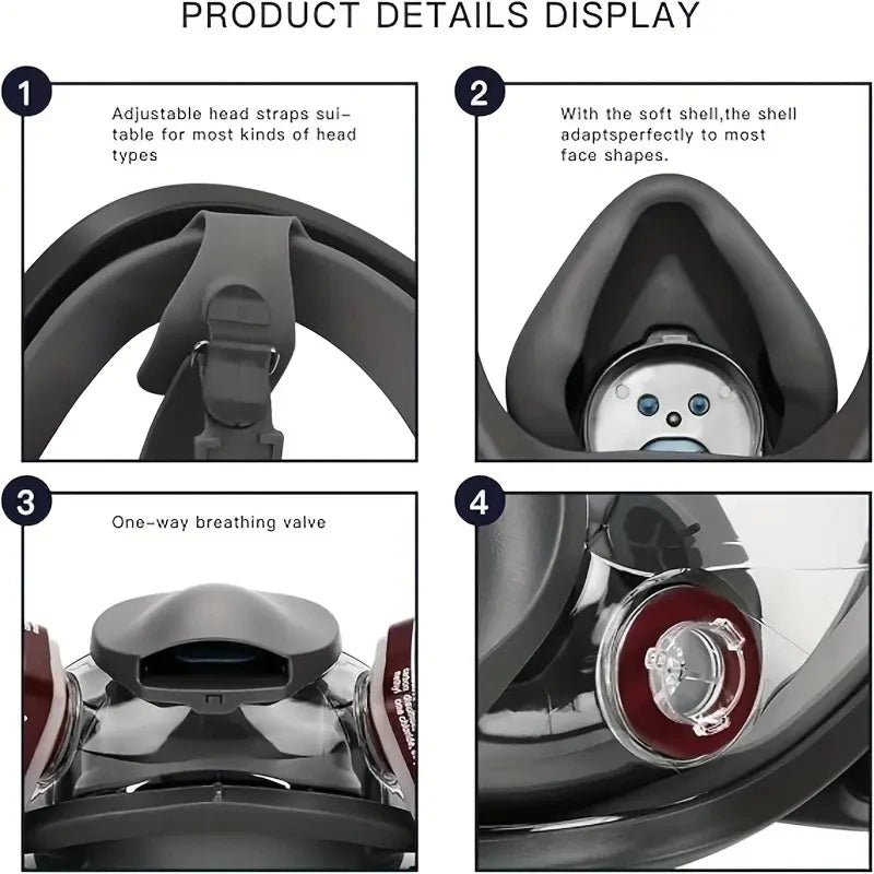SJL 27-in-1 Full Face Respirator Mask – Industrial Safety Gas & Dust Filter Set
