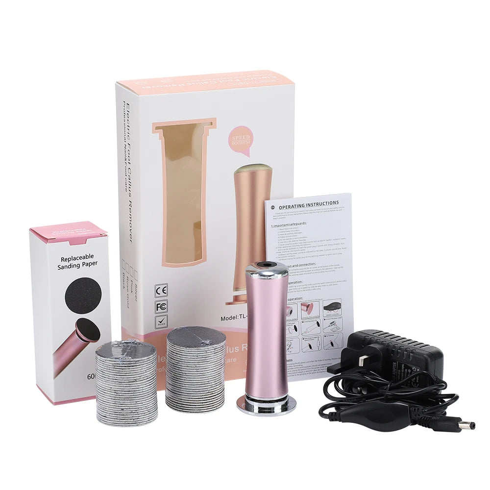 Electric Foot Callus Remover – Pedicure Tool with Grinder & Replacement Sandpaper for Smooth Heels & Foot Care