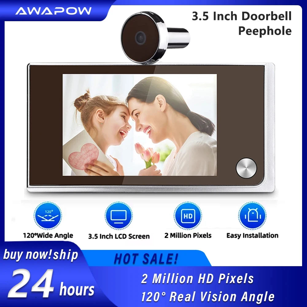 Awapow 3.5" Digital Door Viewer – HD Peephole Camera with LCD Display