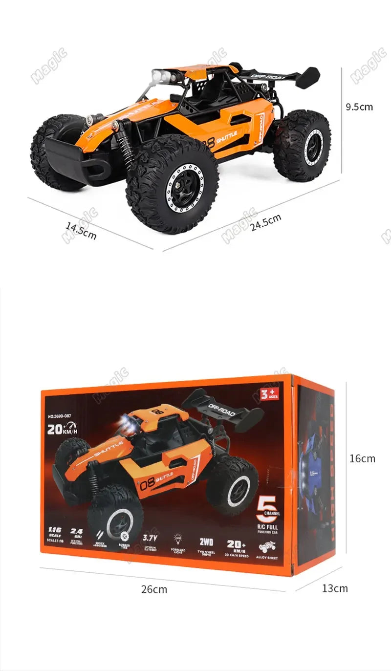 1:16 RC Off-Road Truck – 2WD High-Speed Remote Control Car with LED