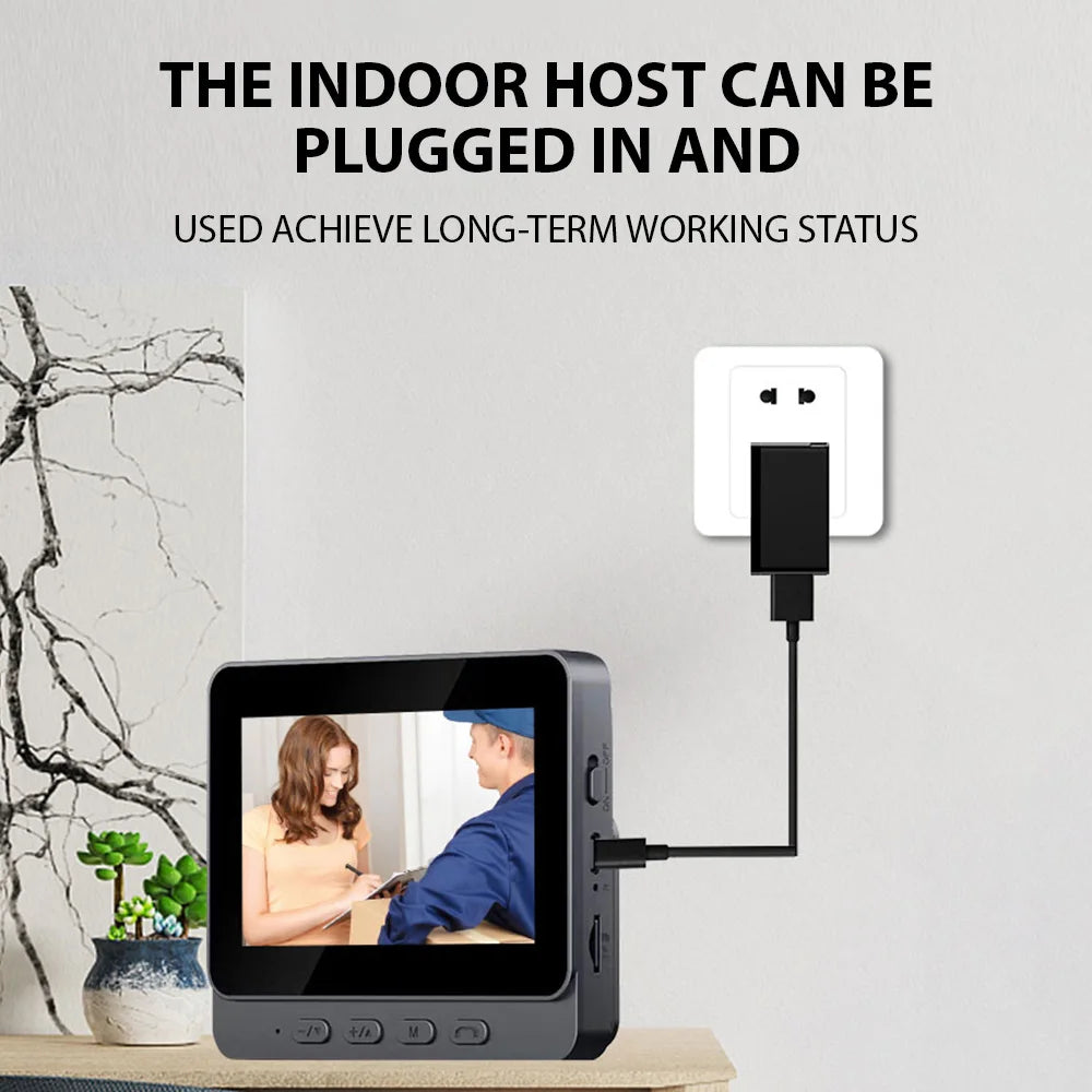 Wireless Video Doorbell – 4.3" HD Screen with Two-Way Talk & Night Vision