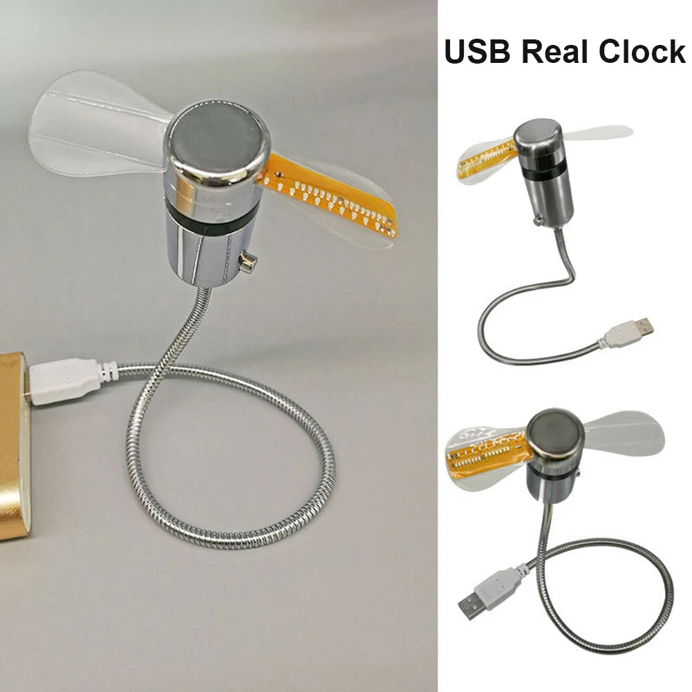 USB LED Clock Fan – Mini Cooling Fan with Time & Temperature Display