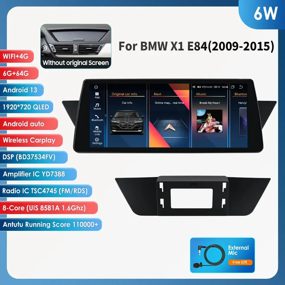 10.25" CarPlay Android 13 Radio for BMW X1 E84/F48