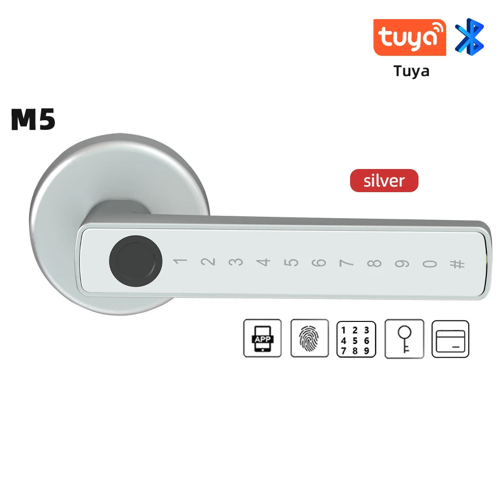 RAYKUBE M5 Smart Fingerprint Door Lock – Tuya App, Keypad, IC Card Access