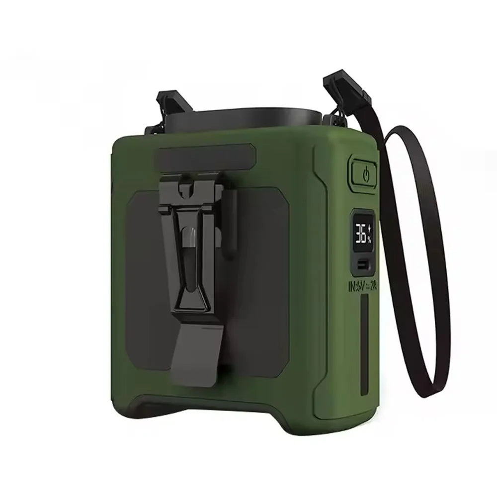 Portable Waist Clip Fan with USB Rechargeable Power Bank and LED Light