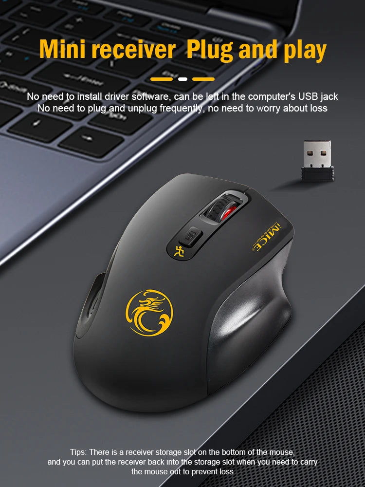Wireless Silent Mouse – 3-Speed Adjustable for Office & Gaming