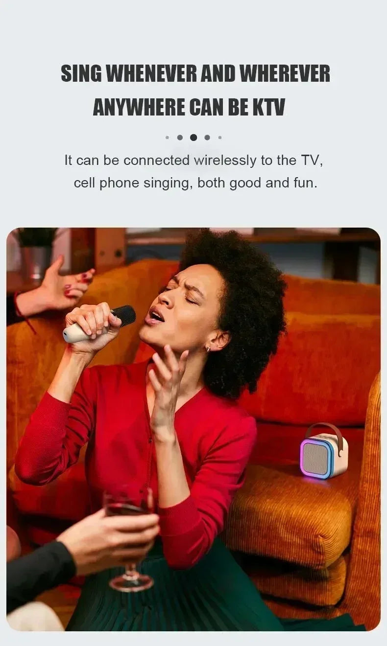 K12 Portable Bluetooth Karaoke Machine – PA Speaker with Wireless Microphones for Home & Kids