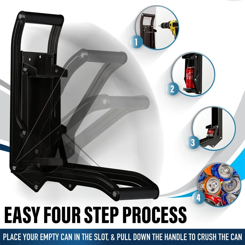 16 oz Wall-Mounted Can Crusher – Heavy Duty Metal Smasher with Bottle Opener