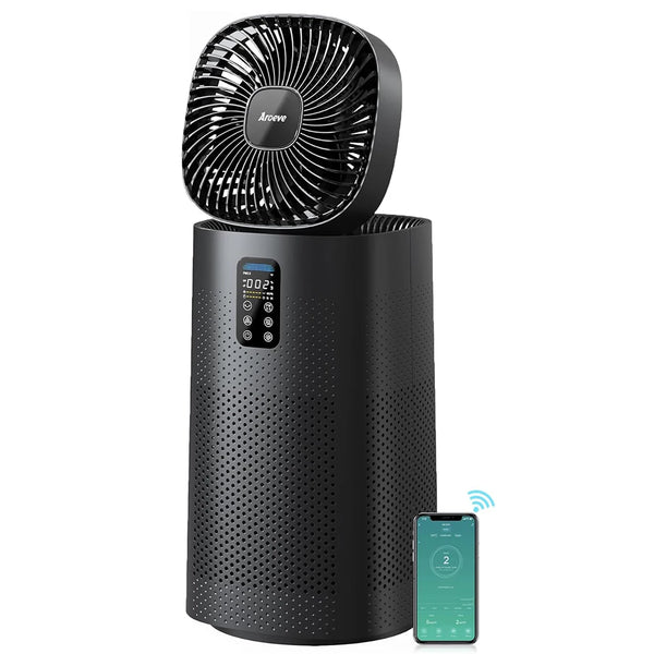 Aroeve MK08W 2-in-1 Air Purifier & Fan – 1980 Sq.Ft Coverage, Smart App Control
