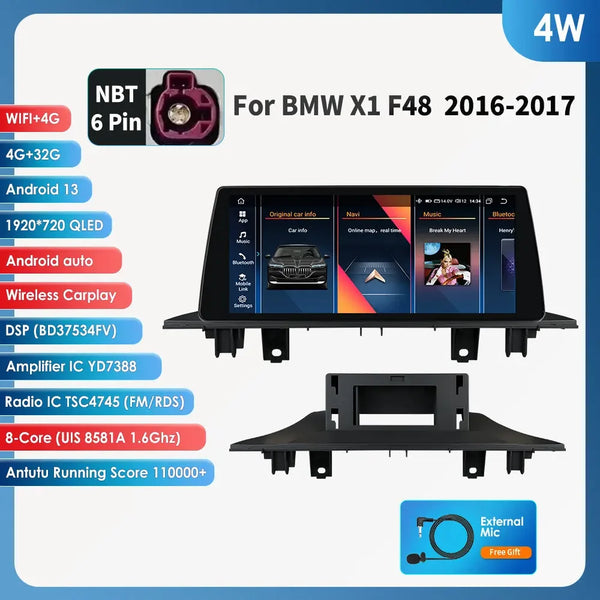 10.25" CarPlay Android 13 Radio for BMW X1 E84/F48