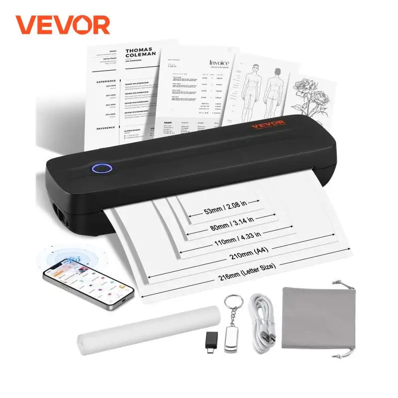 VEVOR Bluetooth Inkless A4/A5 Thermal Printer – Portable Mobile Printer