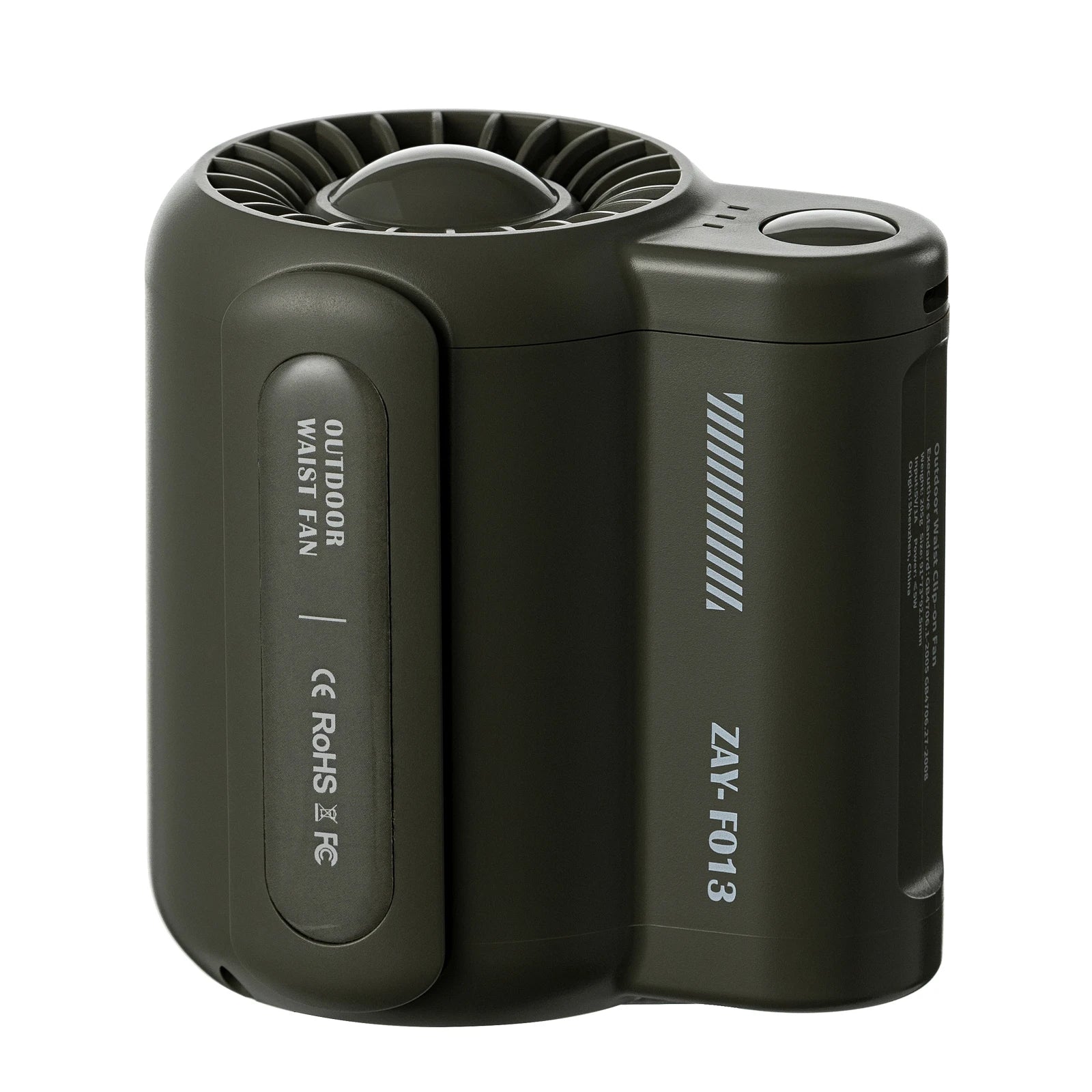 Portable Rechargeable Camping Fan – Waist-Mounted Mini Leafless Fan